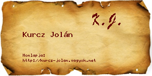 Kurcz Jolán névjegykártya